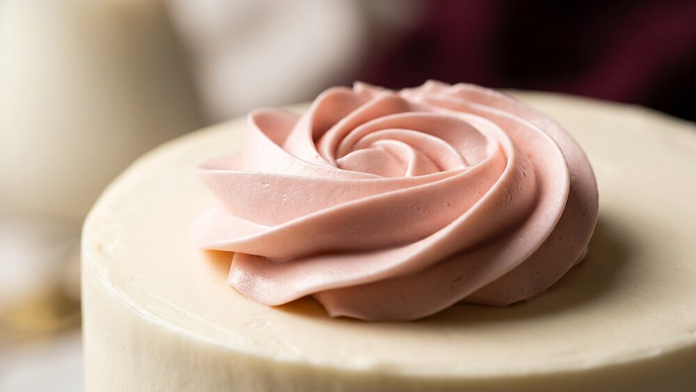 Piped Italian meringue buttercream rosette