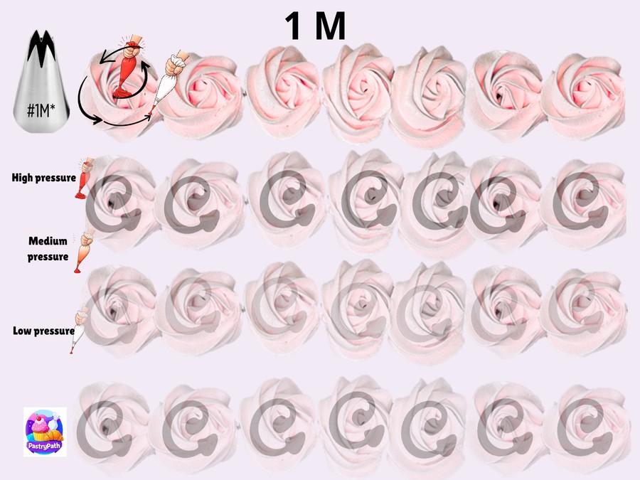 Buttercream Rose Practice Sheet Tip 1M — PastryPath
